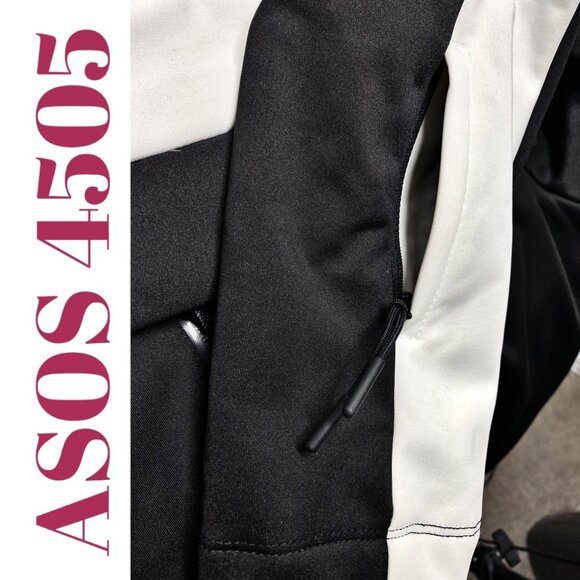 NWT ASOS 4505 MEN’S BLACK SKI SUIT BELTED HOOD WHITE RACING STRIPE MONOCHROME, S - Picture 13 of 16